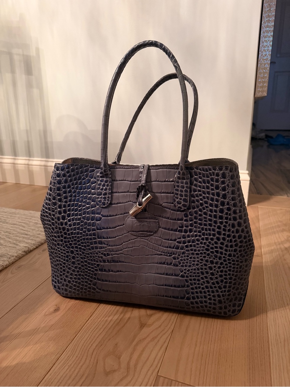 Longchamp Roseau Croc Embossed Leather Shoulder Tote - Picture 2 of 14